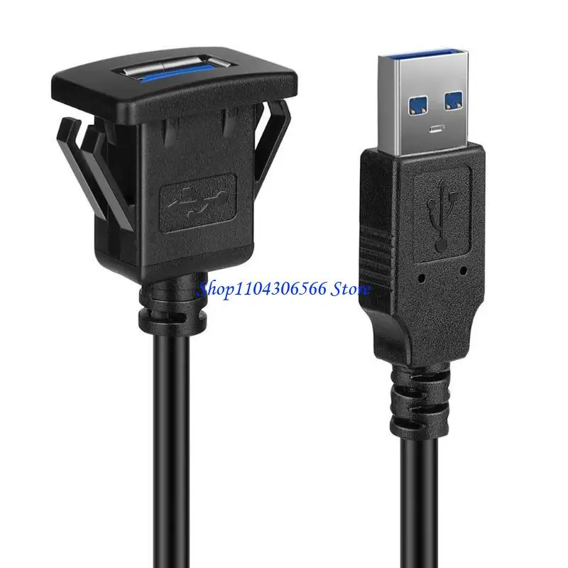02DD Universal Square Single Port USB3.0 Panel Flush Mount Extension Cable Expand Data Transfer dan Input Aksesori 39.37in