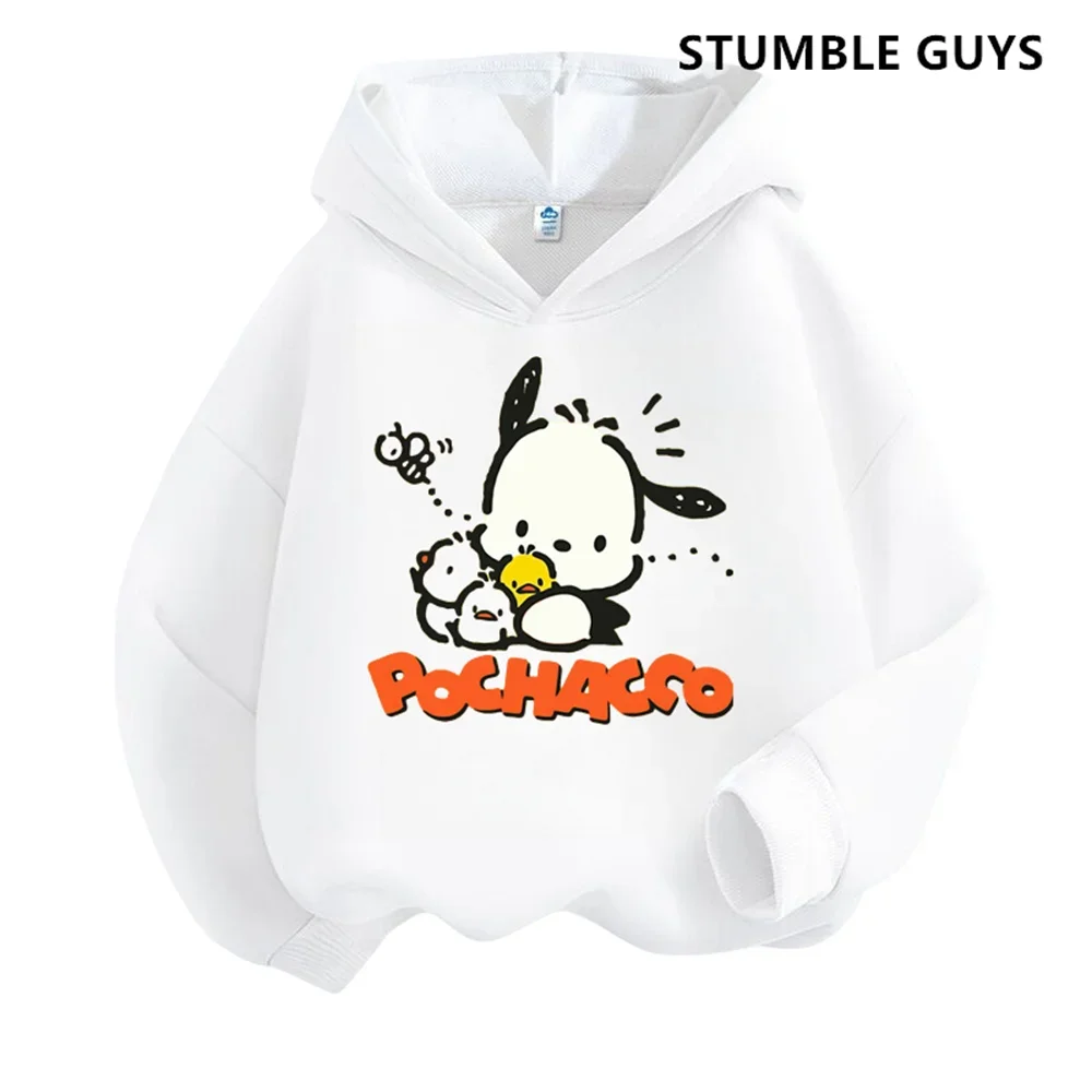 Fahion Pochacco Trucksuit Cartoon Boys and Girls 3-14 Years Old Kawaii Street Casual Sweatshirt Children\'s Sports Hoodie Set