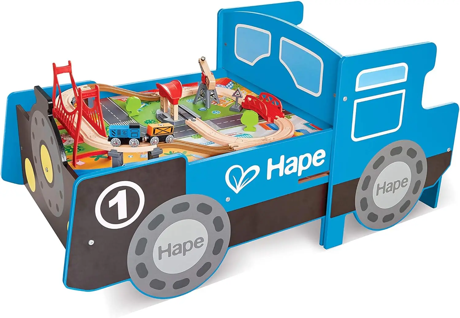 

Wooden Blue Foldable Ride-on Train Table