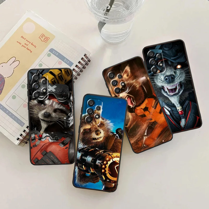 Marvel Art Rocket Raccoon For Samsung Note 20 10 Ultra Plus A31 A14 A12 A34 A25 A04 A05 A15 A35 A24 5G Black TPU Phone Case