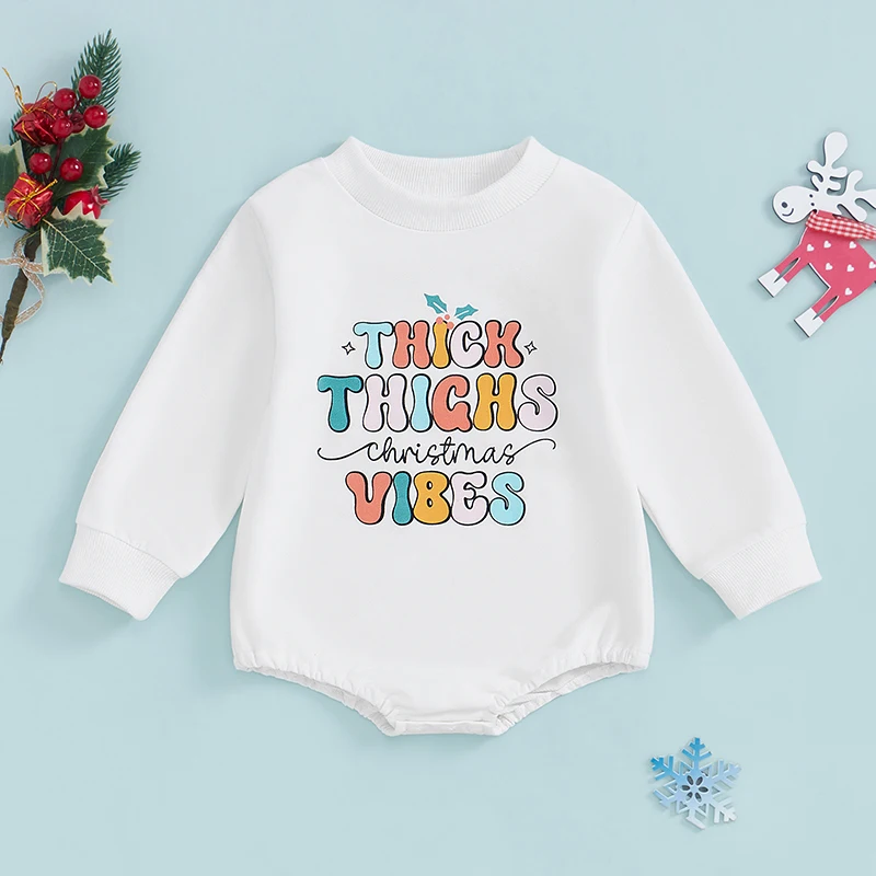 

Suefunskry Baby Girls Boys Christmas Jumpsuit Long Sleeve Crewneck Letter Print Casual Romper