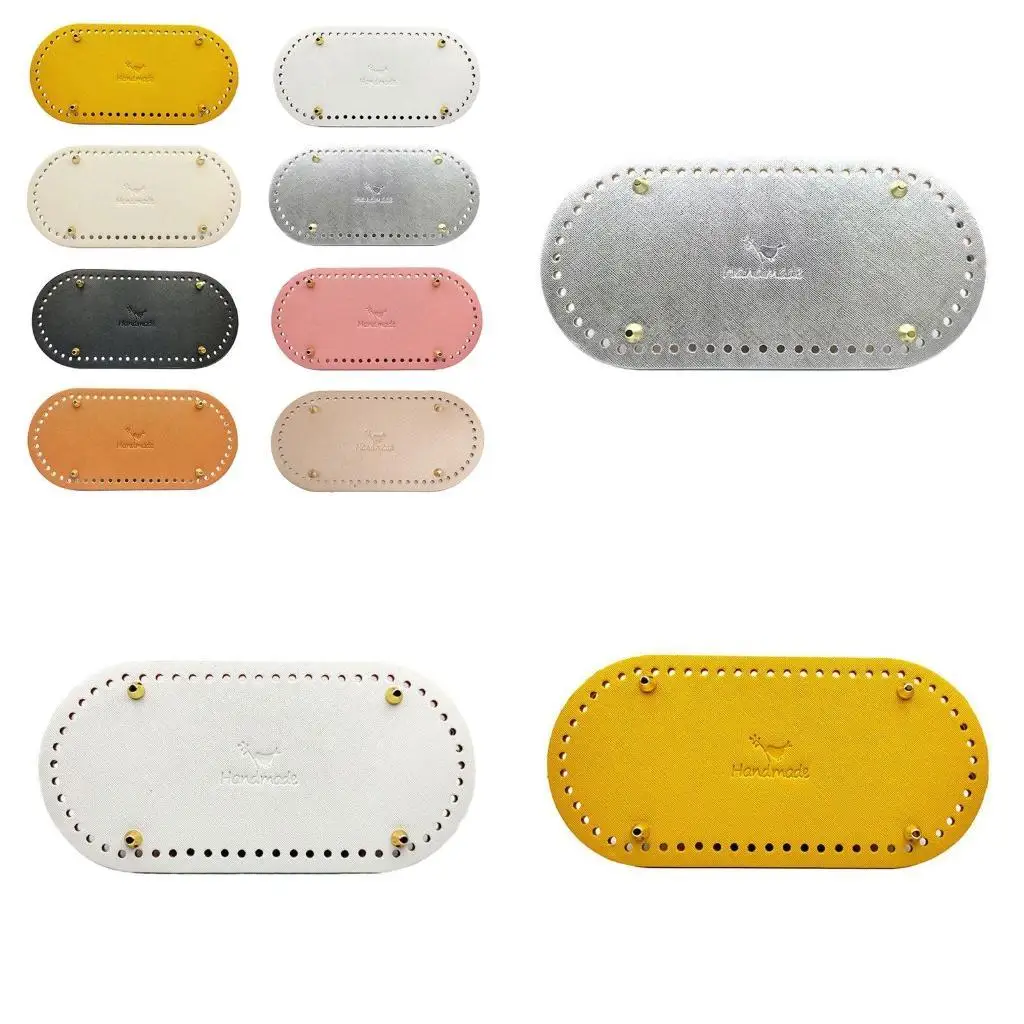 

D46D Leather Bottom Base with Pre-drilled Holes for Knitting DIY Purse Handbag Shoulder Bag