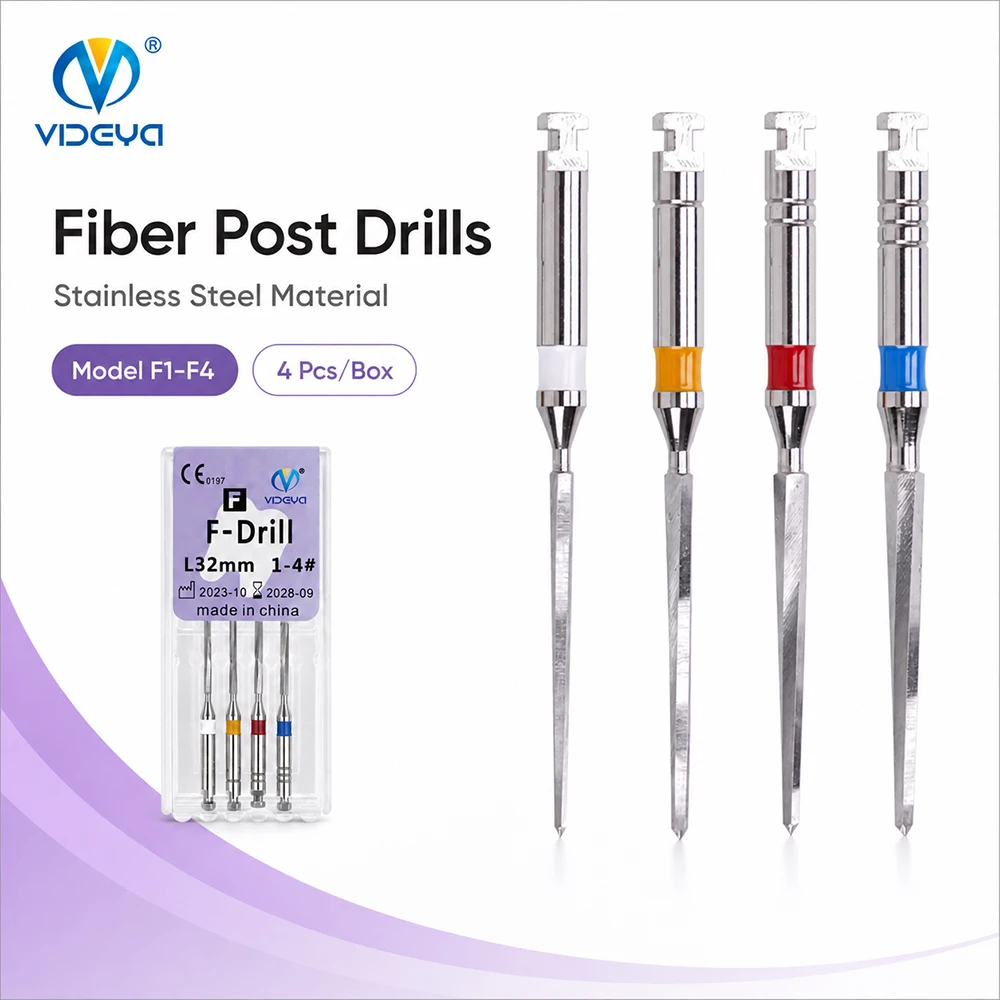Root Canal Fiber Post Drill 10 Boxes 40Pcs Stainless Steel Preparation RA Latch Type 32mm Length 16mm Cutting Steam Autoclavable