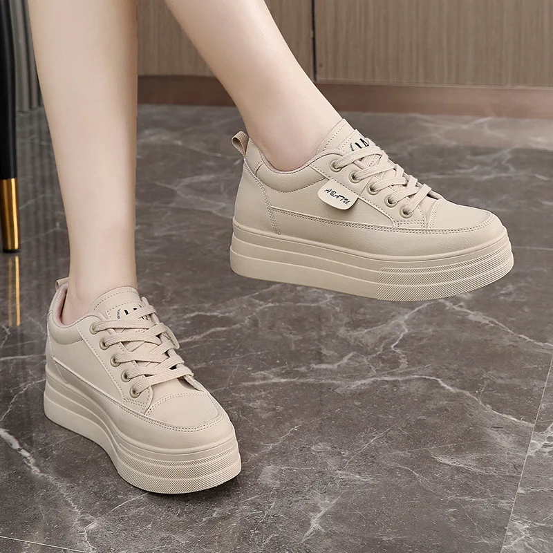 

Padded Flat Heel Women's Shoes Heightening Thick Bottom White Sneakers Autumn Winter New Style Small Size Versatile Platform