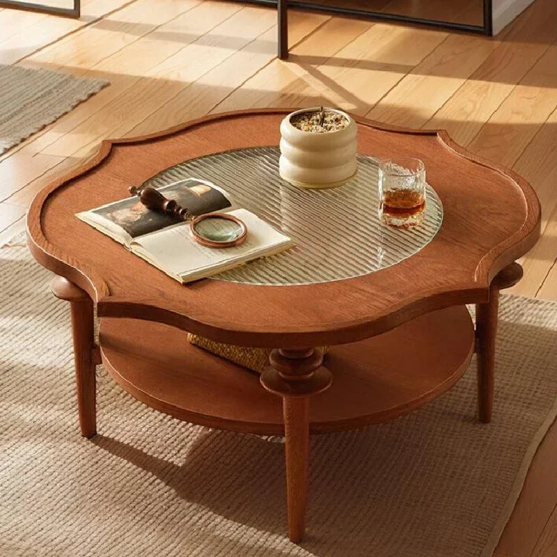 

Elegant Mobile Coffee Table Wood Living Room Minimalist Modern Luxury Center Table Round Nordic Mesa Centro Salon Furnitures