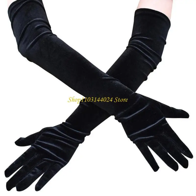 N5KE Long Sleeves Show Gloves for Women Gloves 1920s Flapper Stretchy Elbow Length Halloween Costume Gloves