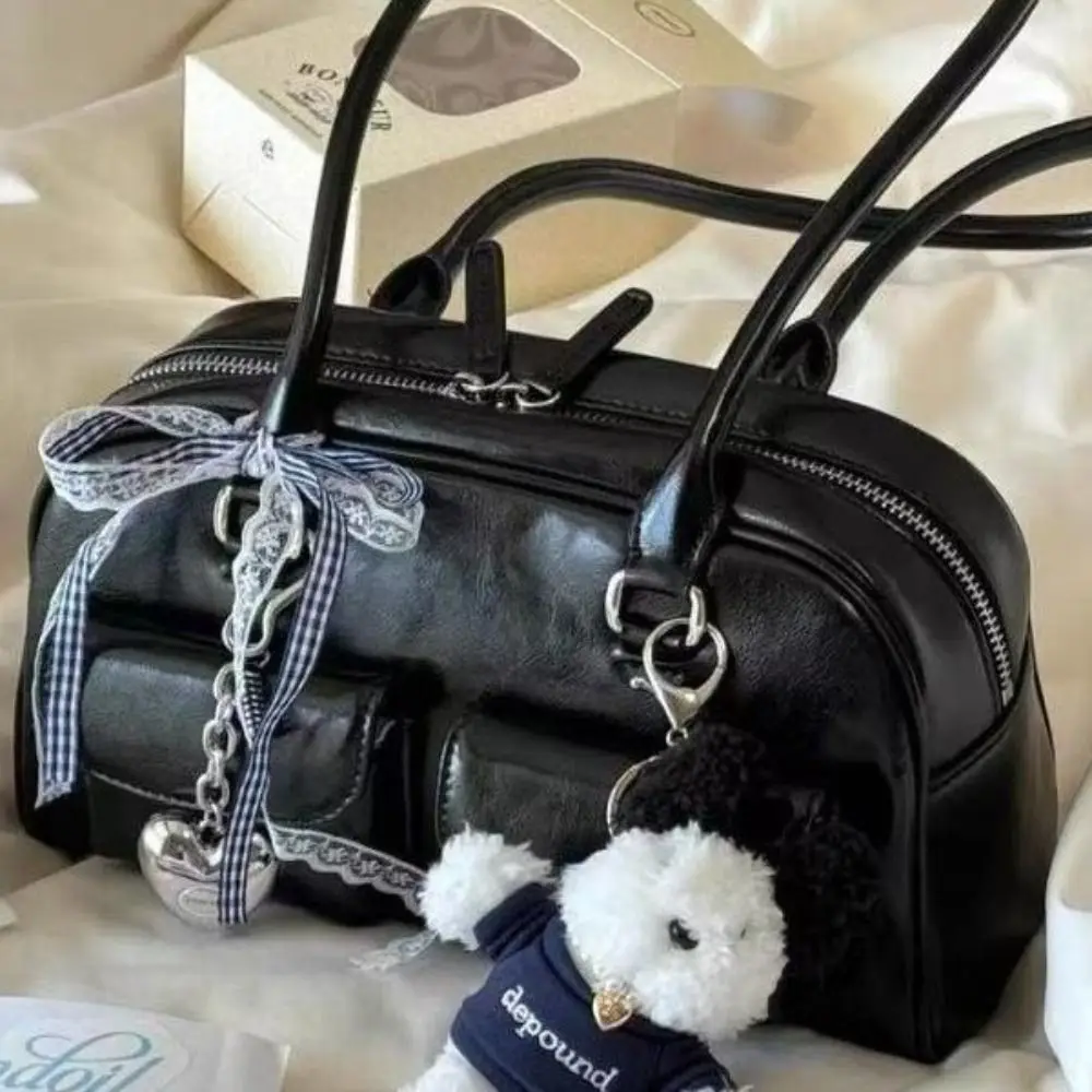 New Double Handle Shoulder Bag Large Volume Pu Leather Women's Handbag Retro Style Sling Bag Daily Use