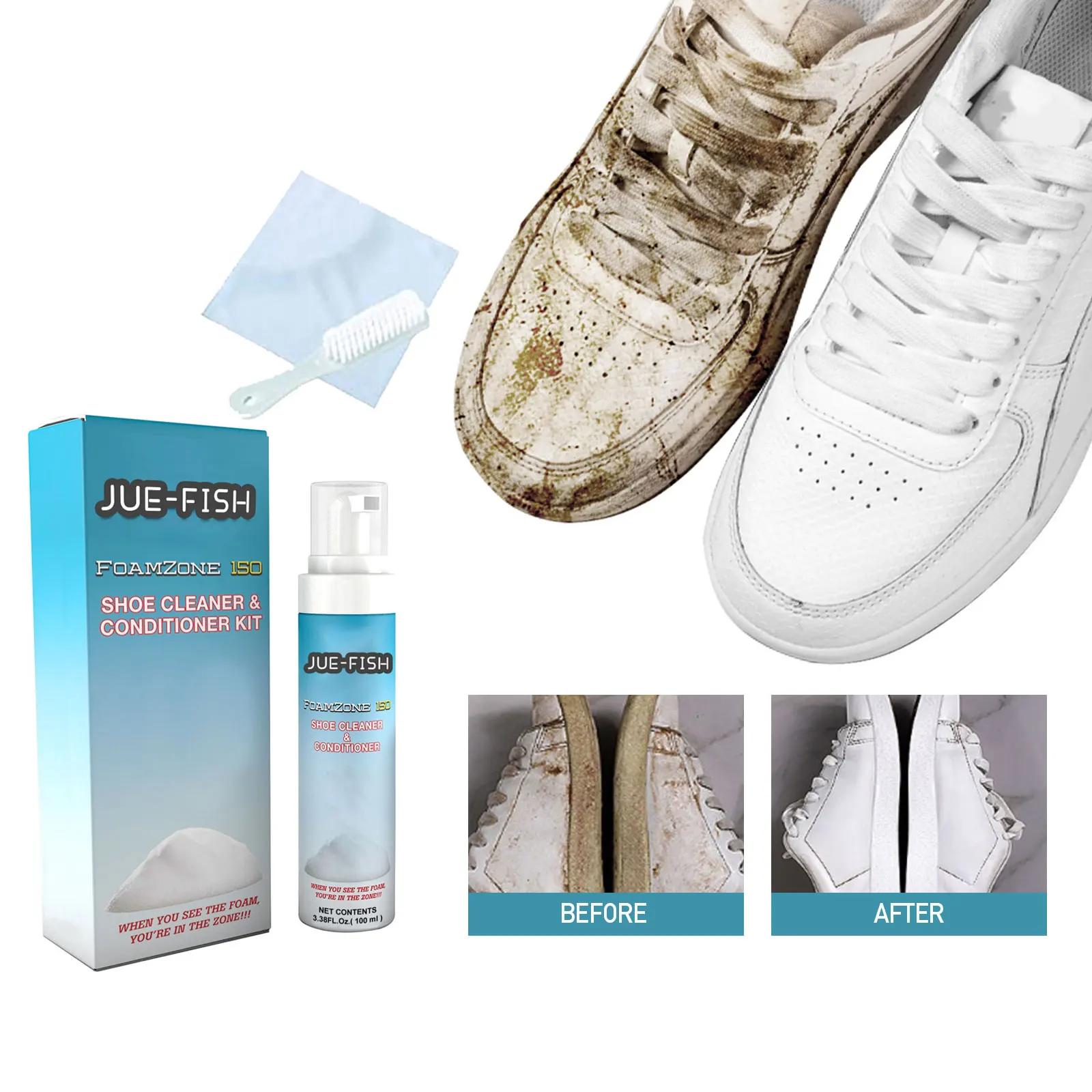 Foaming Shoes Cleaner Kit Removes Shoes Yellow Dirts Sneakers Stains Whiten Polishing Cleansing Deoxidizer White Shoes Cleaner