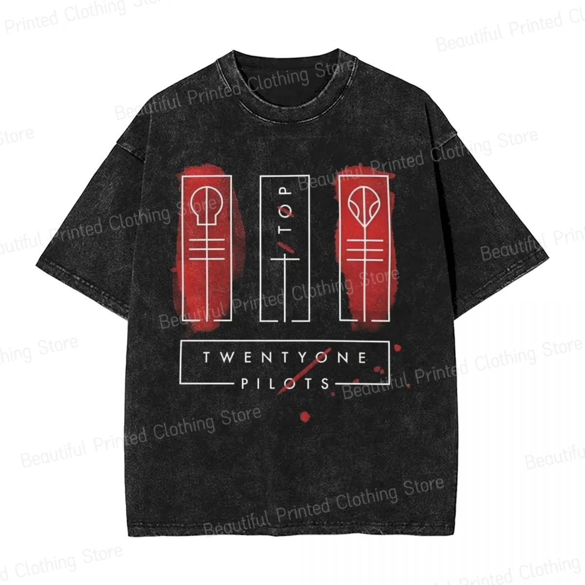 

100% Cotton Washed T-shirt Twenty One Pilots Print Comfortable Men's Women's T-Shirts Streetwear Basic Top