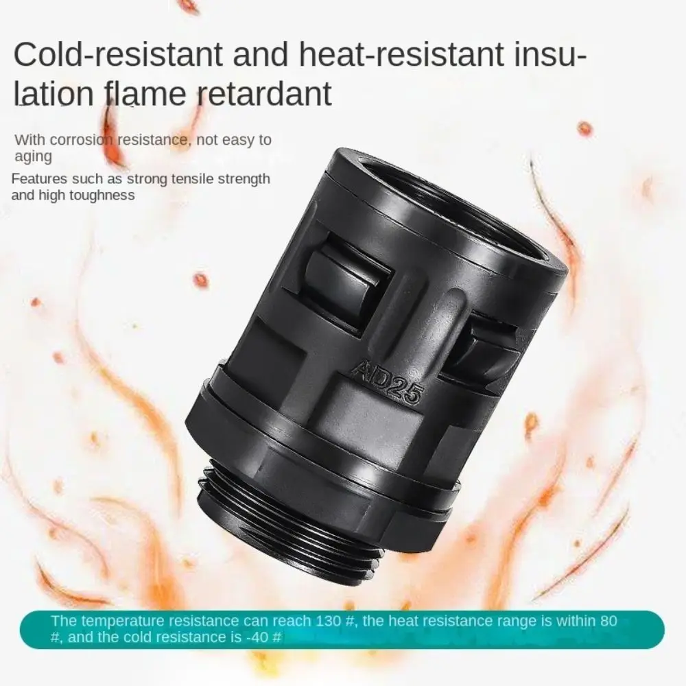 AD13 Plastic Corrugated Pipe Joint Black Multisize Bellows Joint Cable Gland PP Corrugated Pipe