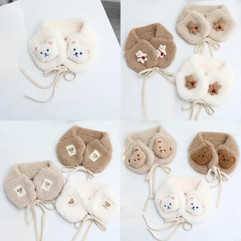 

581F Cartoon Plush Thick Ear Protectors Anti Freezing Ears Warmer Lovely Baby's Earbuds Solid Color Bear Earmuffs