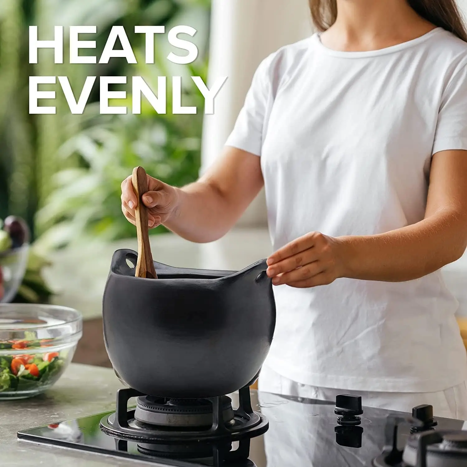 Authentic Chamba Soup & Bean Pot - Elegant Handmade Black Clay Dutch Oven with Cover - Perfect for Soups, Beans, Stocks & More -