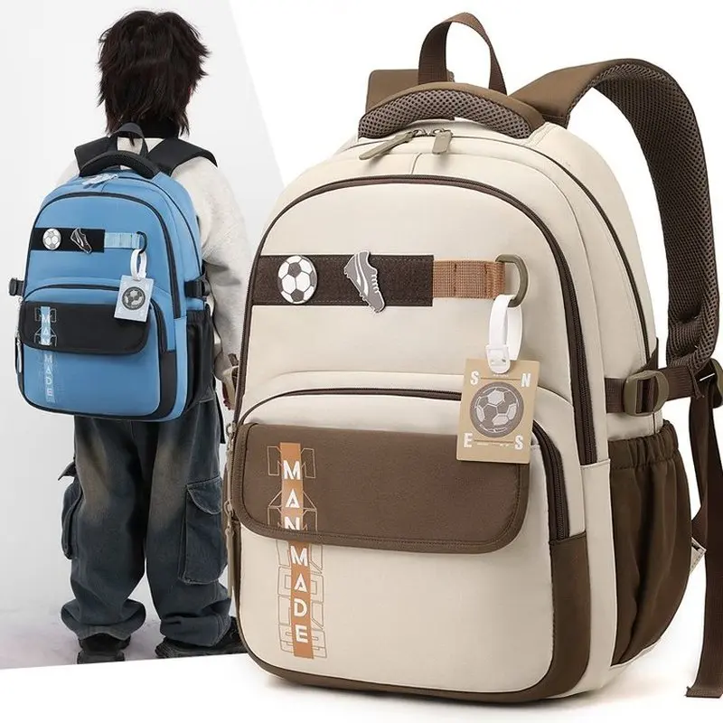Cute Fresh Japanese Style Large Capacity Backpack for Junior And High School Students Fashionable Color Block Double Shoulder