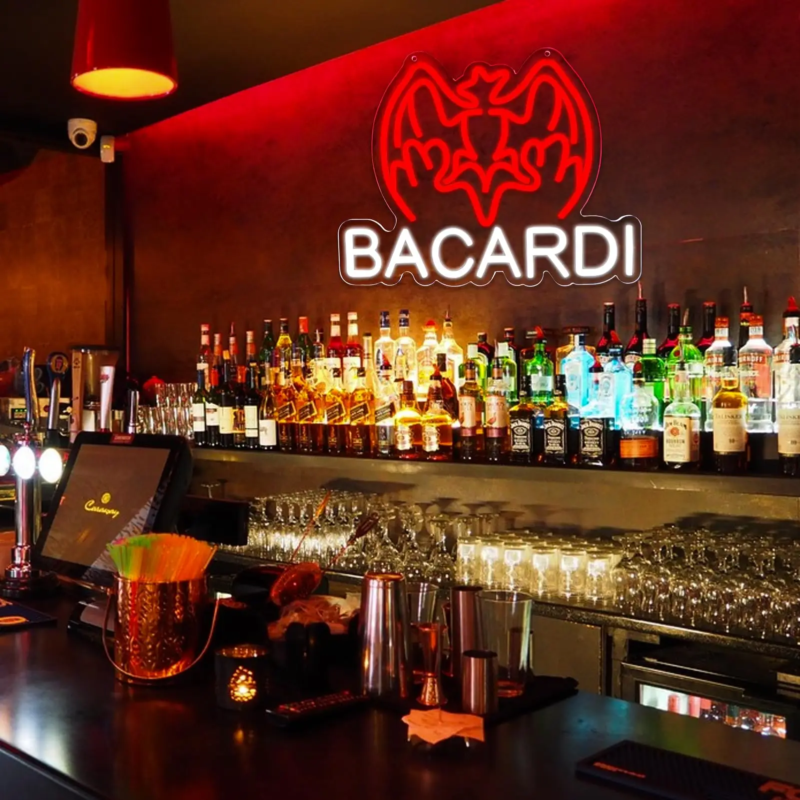 Bacardi Rum neon commercial sign for bar wall decor,USB Powered Decorative Bar Open Sign for Home Bar Store Party Decor