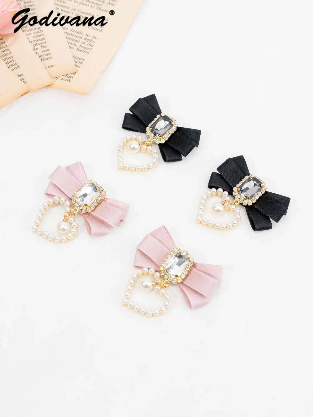 

Japanese Sweet Hairpin Mine Mini Pearl Heart Rhinestone Pendant Tiaras A Pair Of Hairclips Headdress Accessories Jewelry Gifts