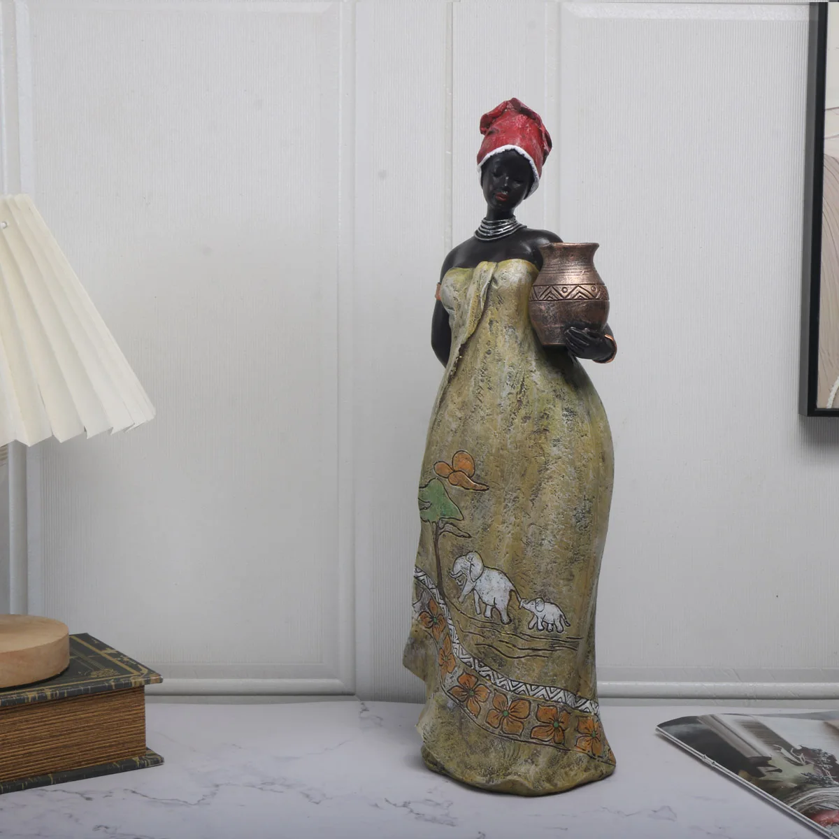 1 Stück Vintage afrikanische Stammesfrau-Figur – exotische künstlerische Kunstharz-Bastelstatue für Heimdekoration – einzigartiges Künstlergeschenk – Detail 1