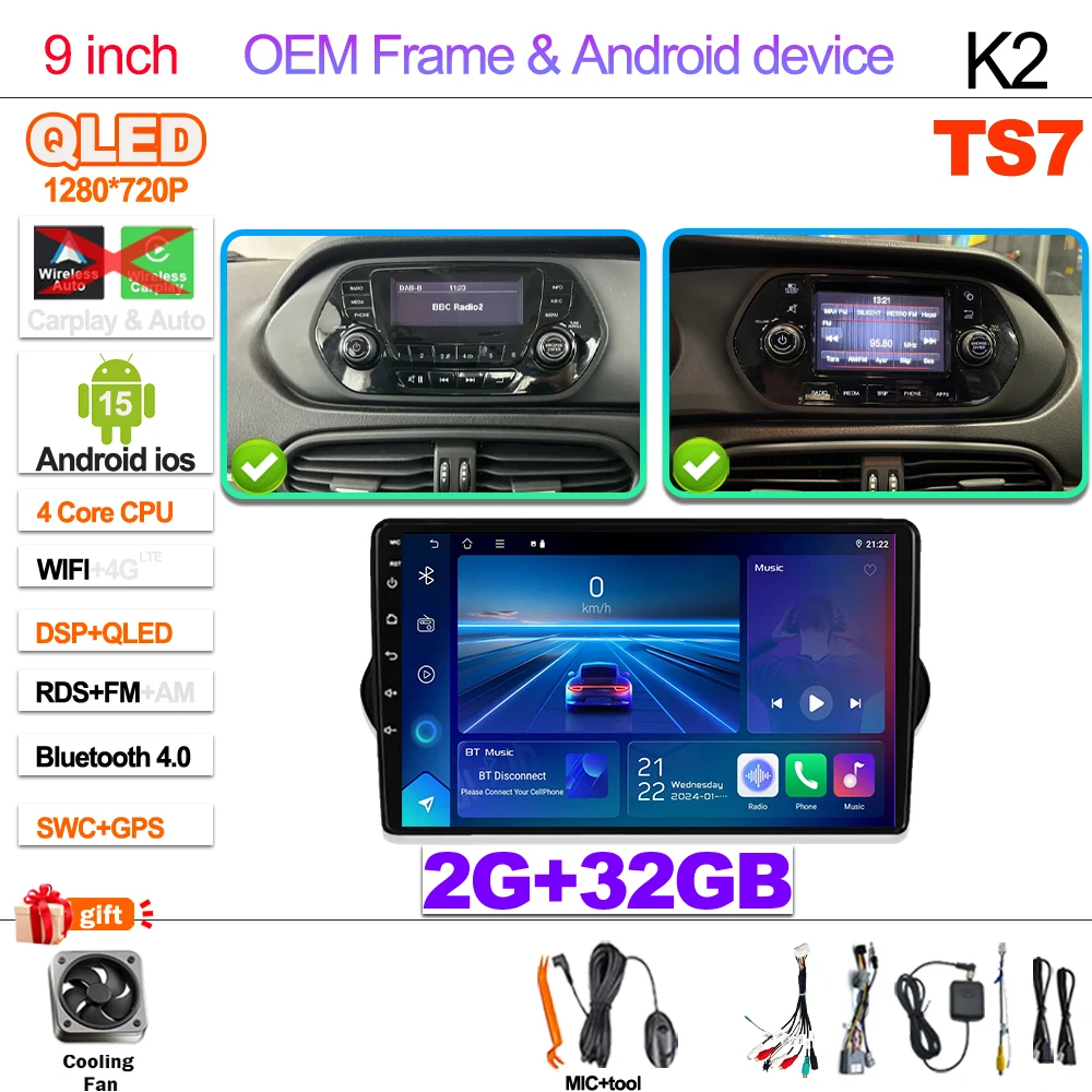 Android 15 Voor Fiat Tipo Egea 2015-2023 2din Head Unit Carplay Auto Radio Multimedia Speler GPS Stereo GEEN 2DIN DVD Wifi 5G