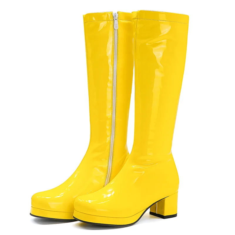 Women's Winter High Knee Boots Platform Sexy Zipper Long Boot Yellow Blue Red Party White Party Shoes Ladies Autumn Large Size