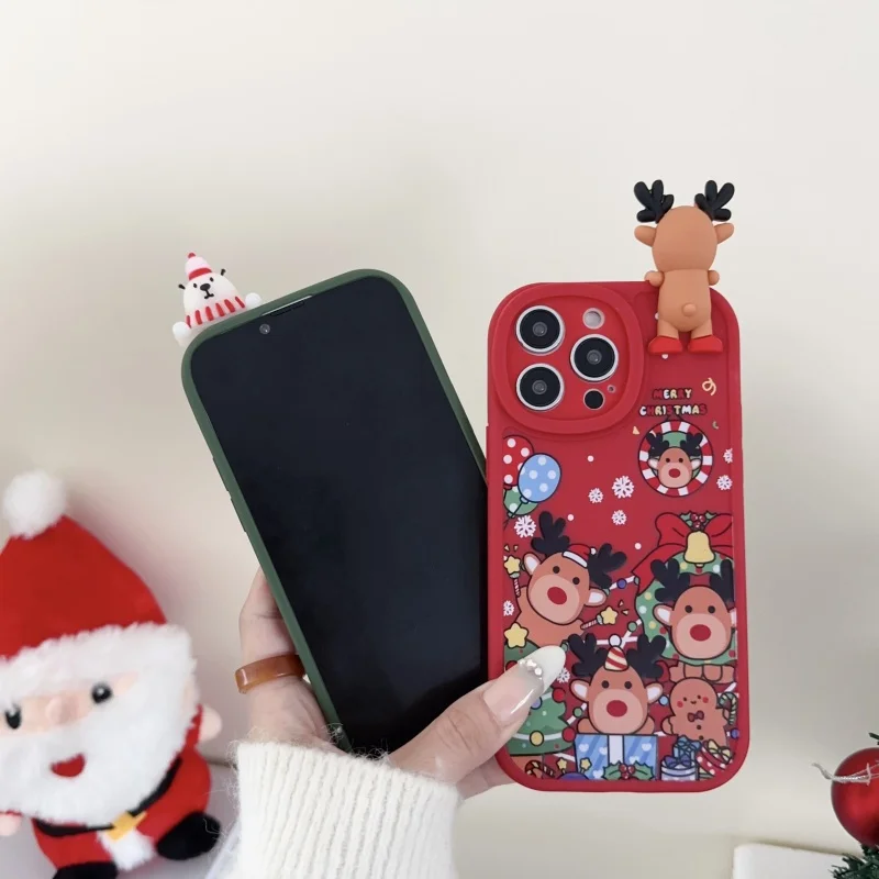 Funda de teléfono de alce de oso Polar, regalo de Navidad para iPhone X, XS, XR, 11, 12, 13, 14, 15, 16 Pro Max Plus, Santa Claus, regalo de Año Nuevo