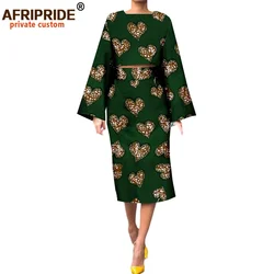 African 2 Piece Set for Women Suit Long Wide Sleeves Short Top+mid-calf Length Pencil Skirt Plus Size Wax Cotton A722630