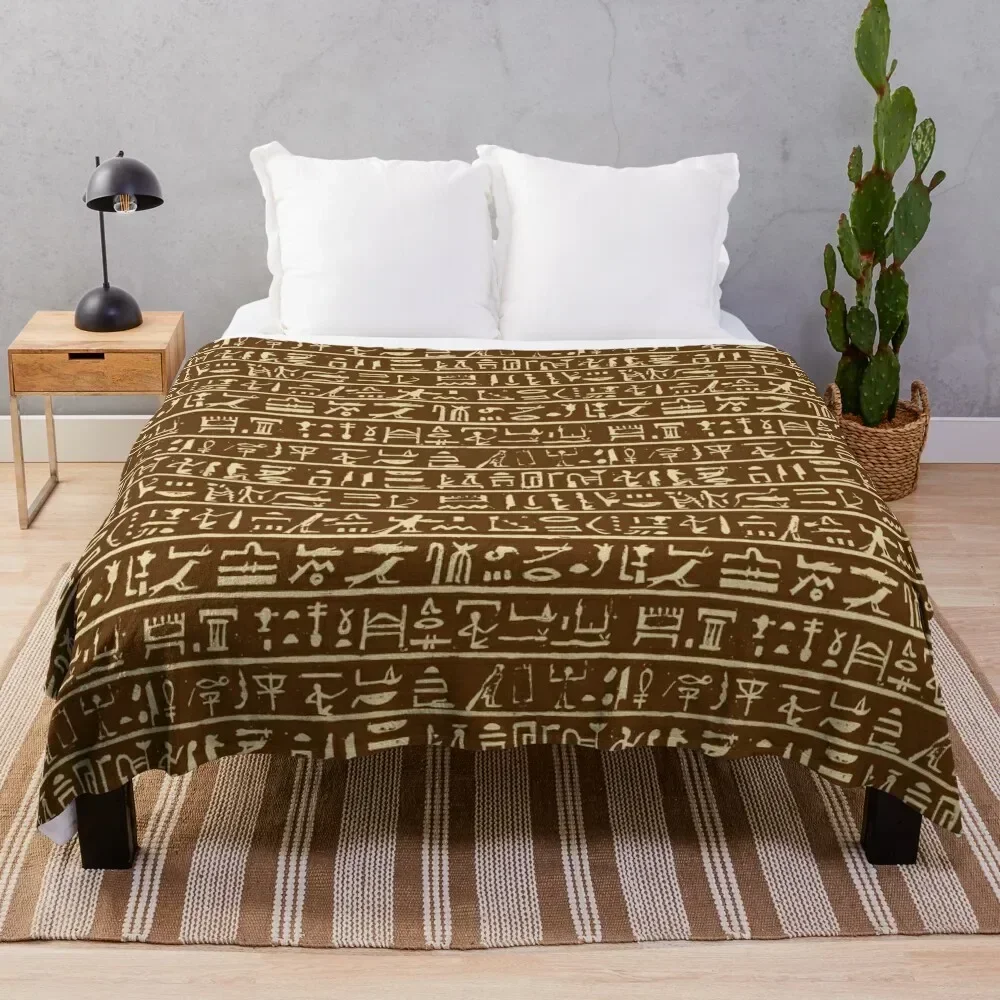 

Egyptian Hieroglyphics // Brown Throw Blanket Extra Large Throw Decorative Sofas Blankets