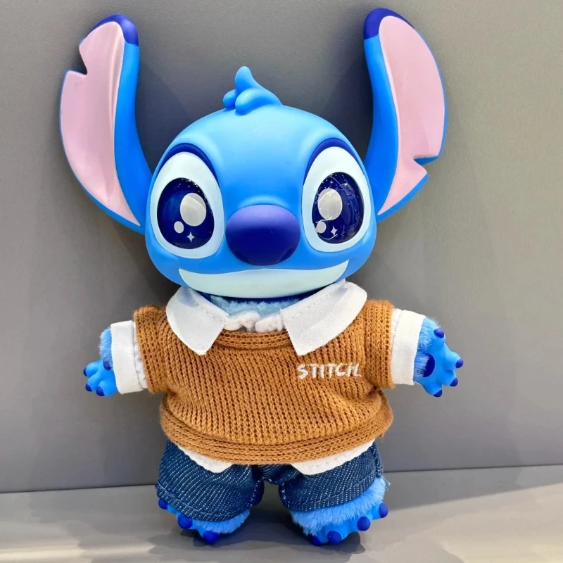 Stitch Dress-Up Show Series-caja ciega de felpa de vinilo, muñeca bonita, ropa divertida a la moda para muñeca bebé, traje, bolsa, colgante, regalo ornamental para el hogar
