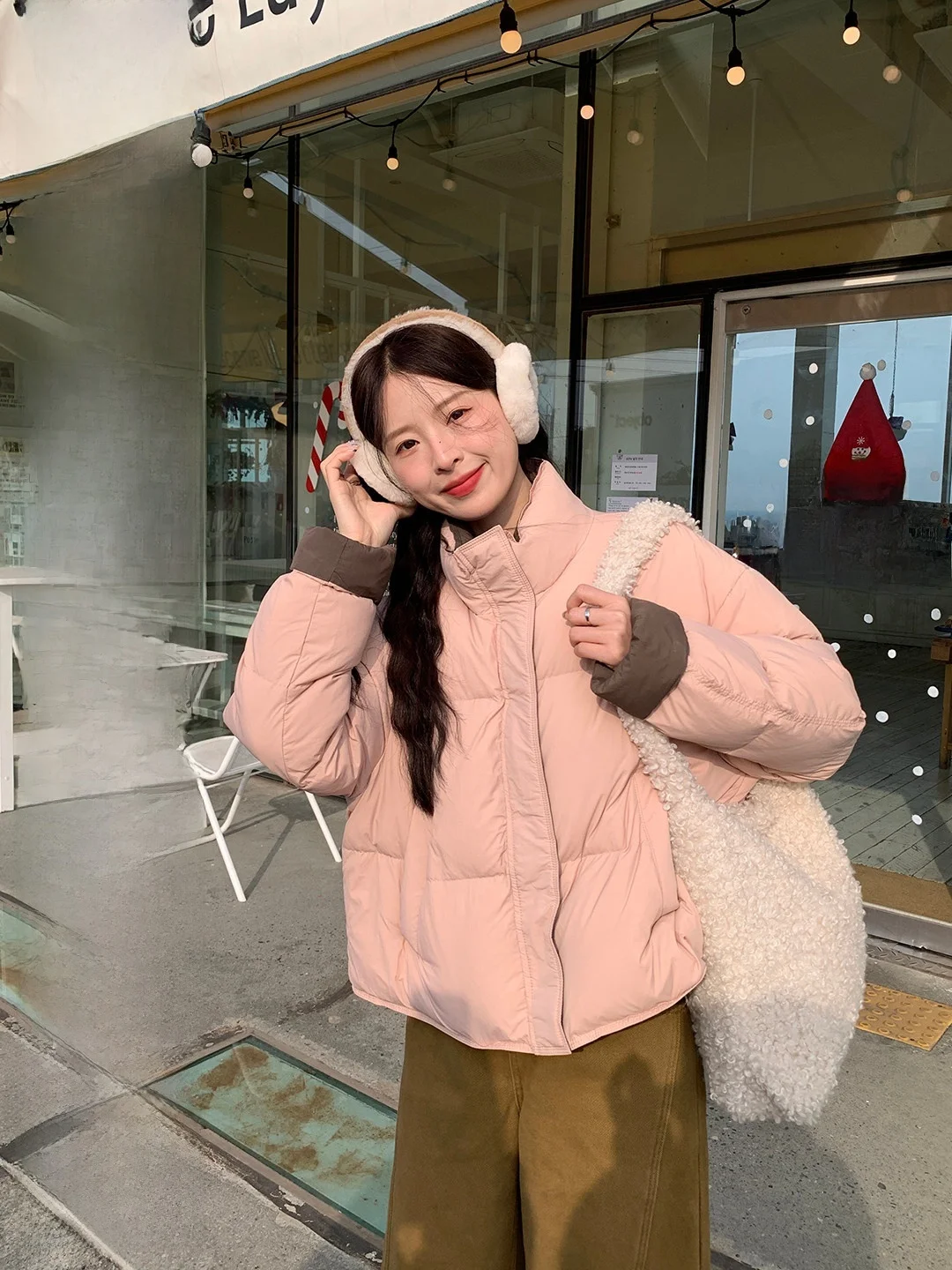 

Casual Loose Stand Collar Women's down Jaet Warm Sweet Sle Nylon Fabric Regular Sve Long Zipper Closure Winter Coat