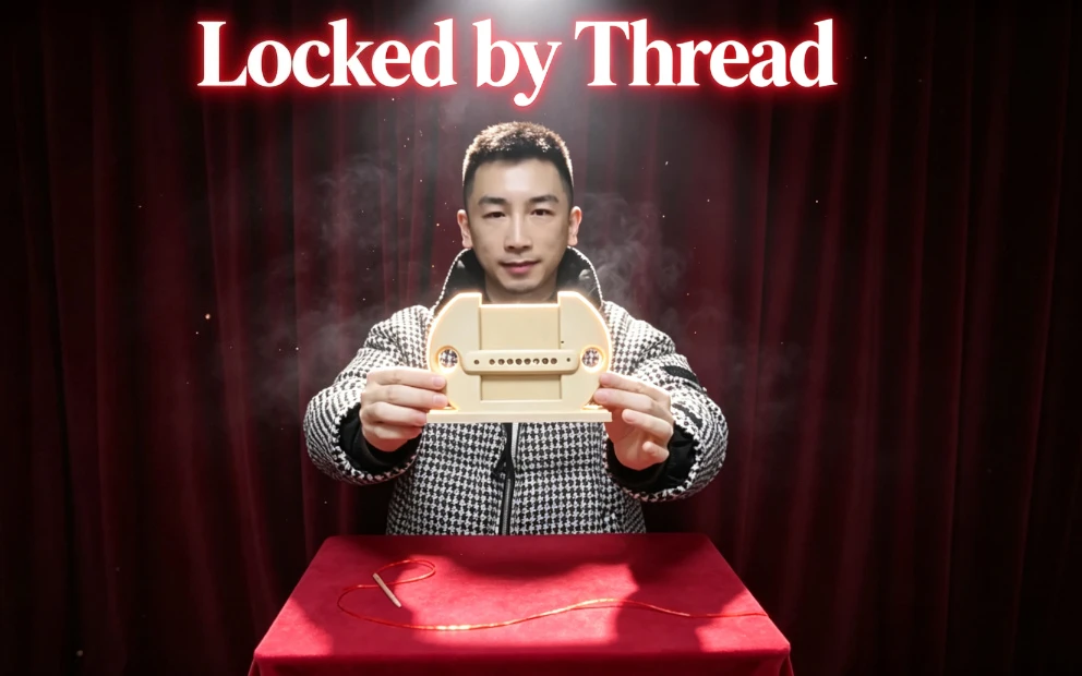 糸でロックされたマジックトリック、エスケープマジック、イリュージョンリボン、フレーム貫通ギミック、プロ用クローズアップストリートマジシャン用小道具