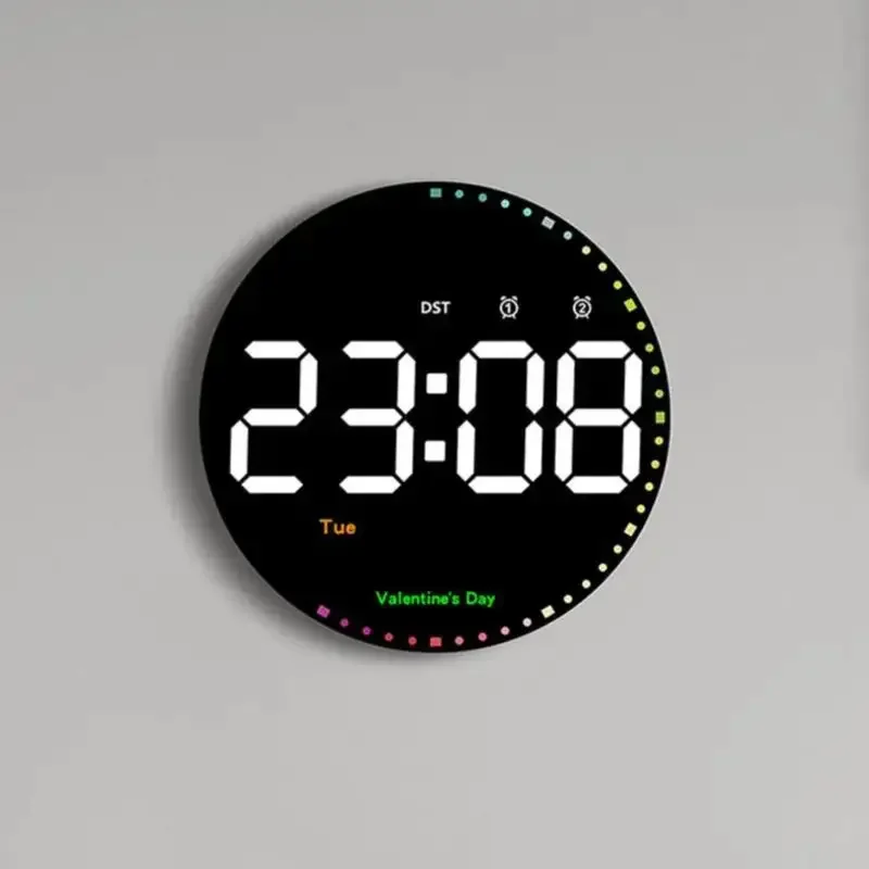 10-inch LED Round Digital Wall Clock With Remote Control 10 Levels Brightness Alarm Clock For Living Room Decoration