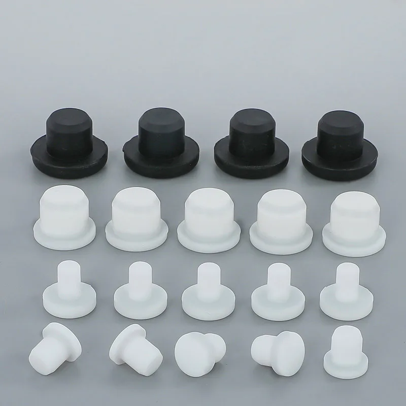 Tappi per fori in gomma siliconica bianca 9-19mm foro interno cavo solido coperchio per spina di tipo T guarnizione a scatto tappo di chiusura tappo di chiusura