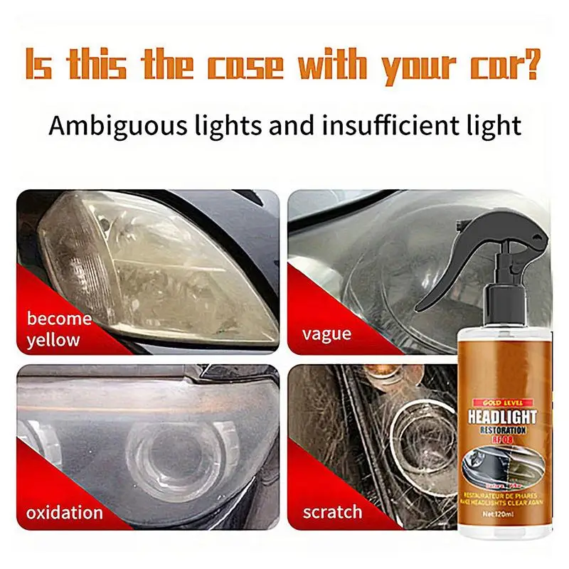 Headlight Restorer For Cars 120ml Effective Headlight Fluid Polish Cleaner Multifunctional Portable Headlight Restorer Car Light