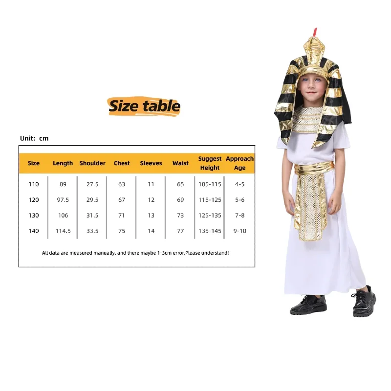 Boy Ancient Egyptian King Pharaoh Historical Theme Party Costume