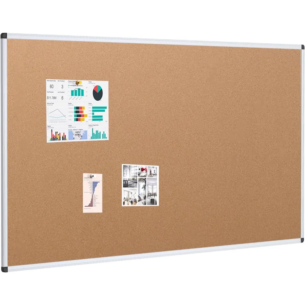 VIZ-PRO Cork Notice Board, Silver Aluminium Frame