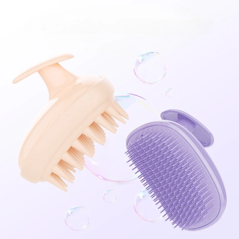 2-in-1 Set Head Massage Instrument Silicone Hair Scalp Massage Brush Double-tooth Shampoo Massage Comb Gentle Head Spa Tool