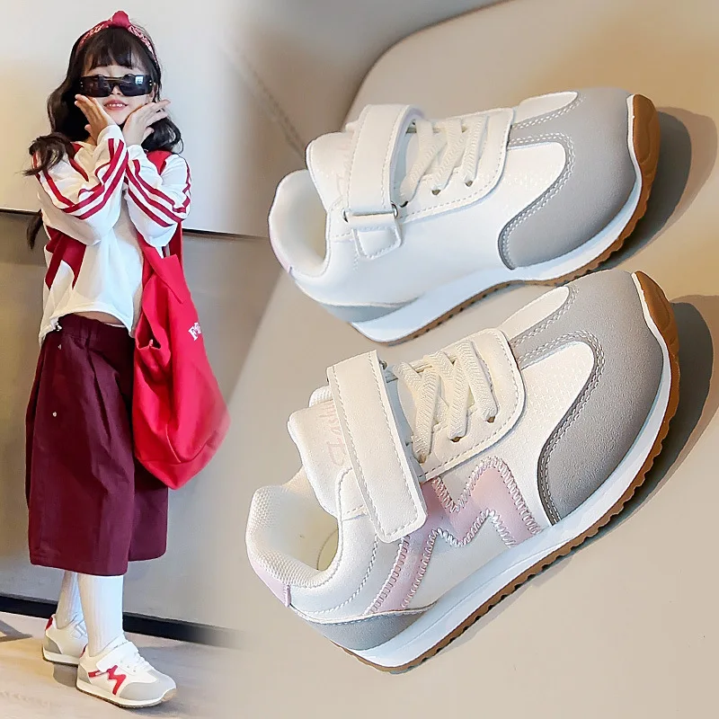 2025 Spring Teenager Kid's Sneakers PU Leather Waterproof Outdoor Tennis Shoes Teenager Girl's Sneakers Kids Sport Shoes