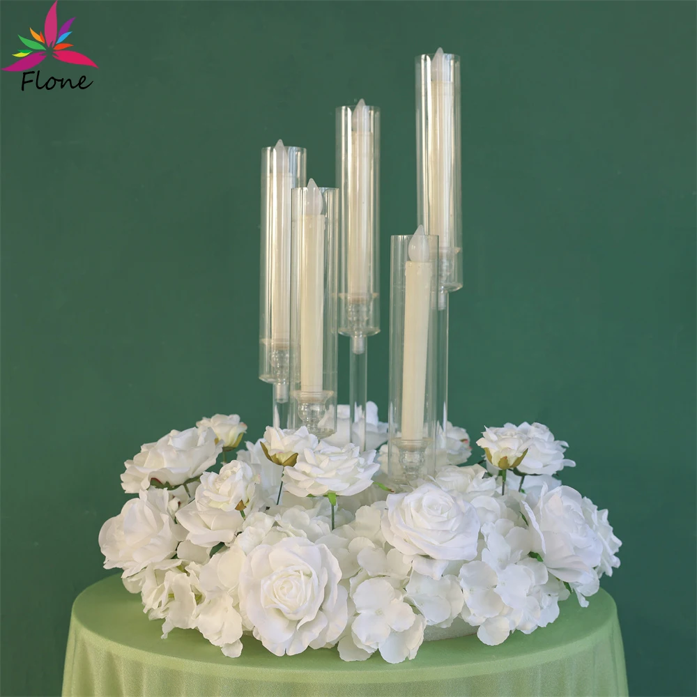 

Candlestick Artificial Flower Wreath Centerpieces for Weddings Event Decoration High-end White Rose Sztuczne Kwiaty Decor FL2686