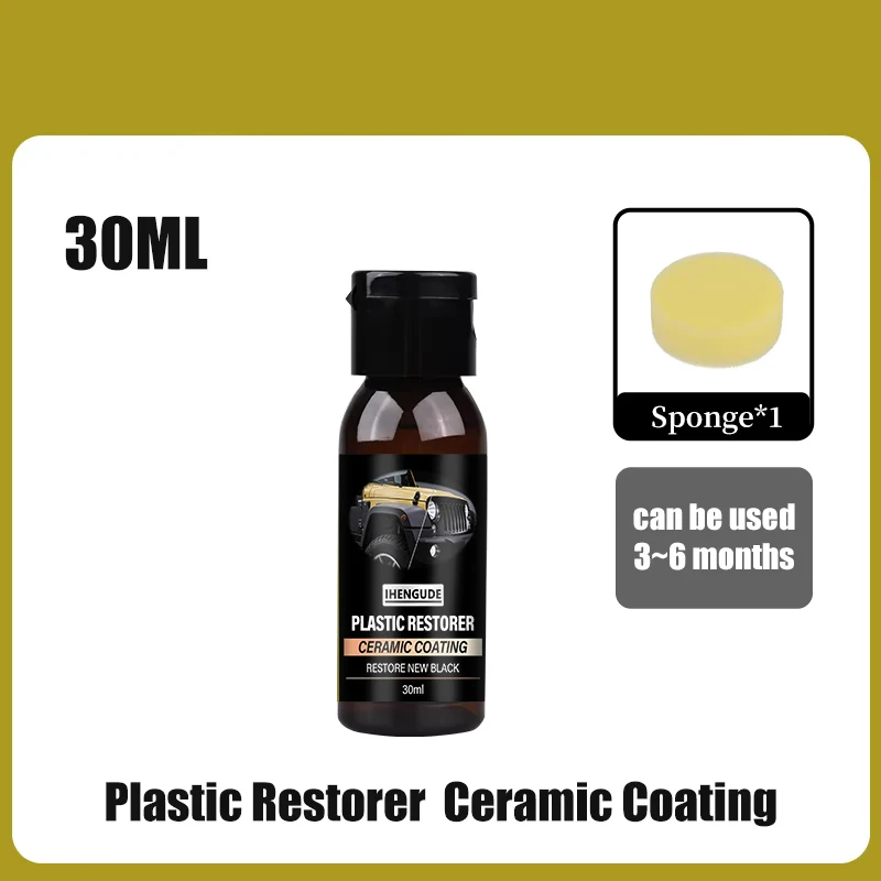 Car Plastic Restorer, Ceramic Coating, 2-3 Years of Long-Lasting Protection, Restoration and Whitening, Black Gloss, Plastic Trim and Rubber Maintenance image 4