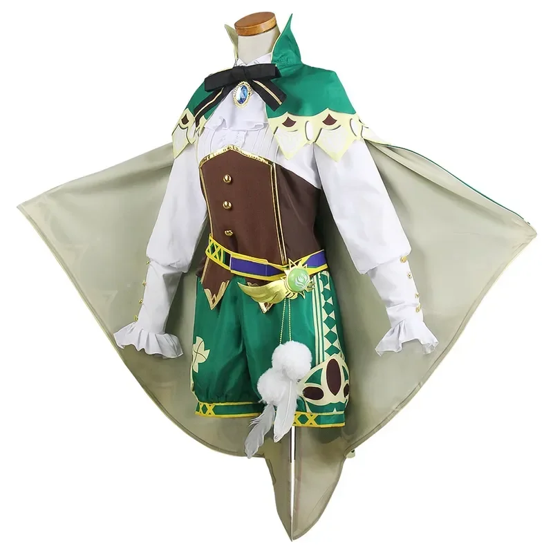 Venti Cosplay Costume Mulher, Genshin Impact Game, Halloween Uniform, Peruca Curta, Top, Peruca, Barbatos, Meninas