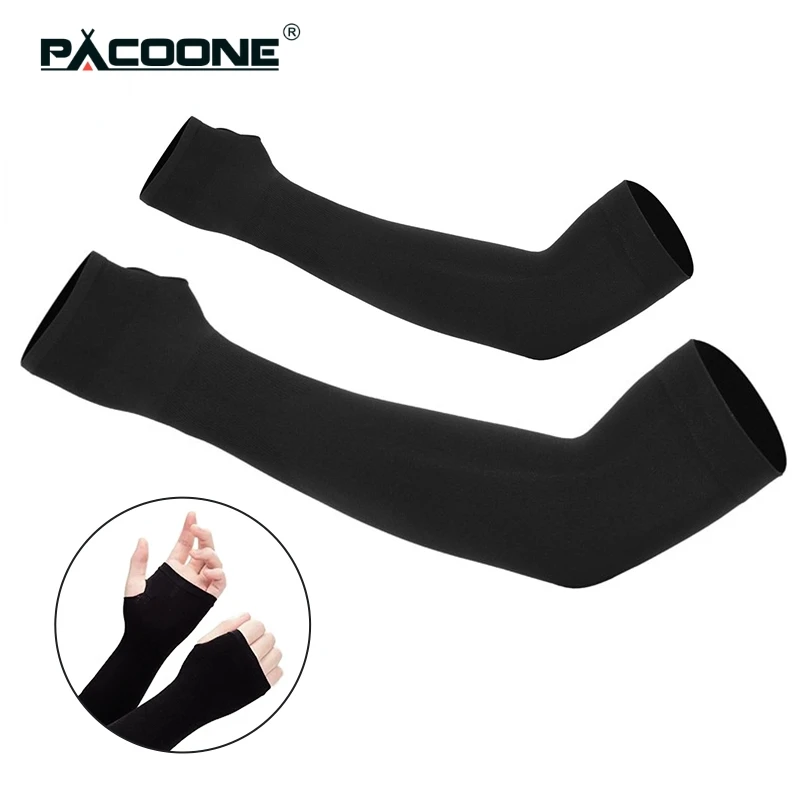 

PACOONE 2Pcs Cooling Arm Sleeves UV Protection Ice Silk Sun Protection Arm Cover For Outdoor Sports