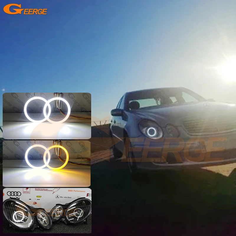 

Для Mercedes Benz E Class W211 2003-2008 2009 Ультра яркий A/W Switchback DRL указатель поворота SMD Led Angel Eyes Kit Halo Rings