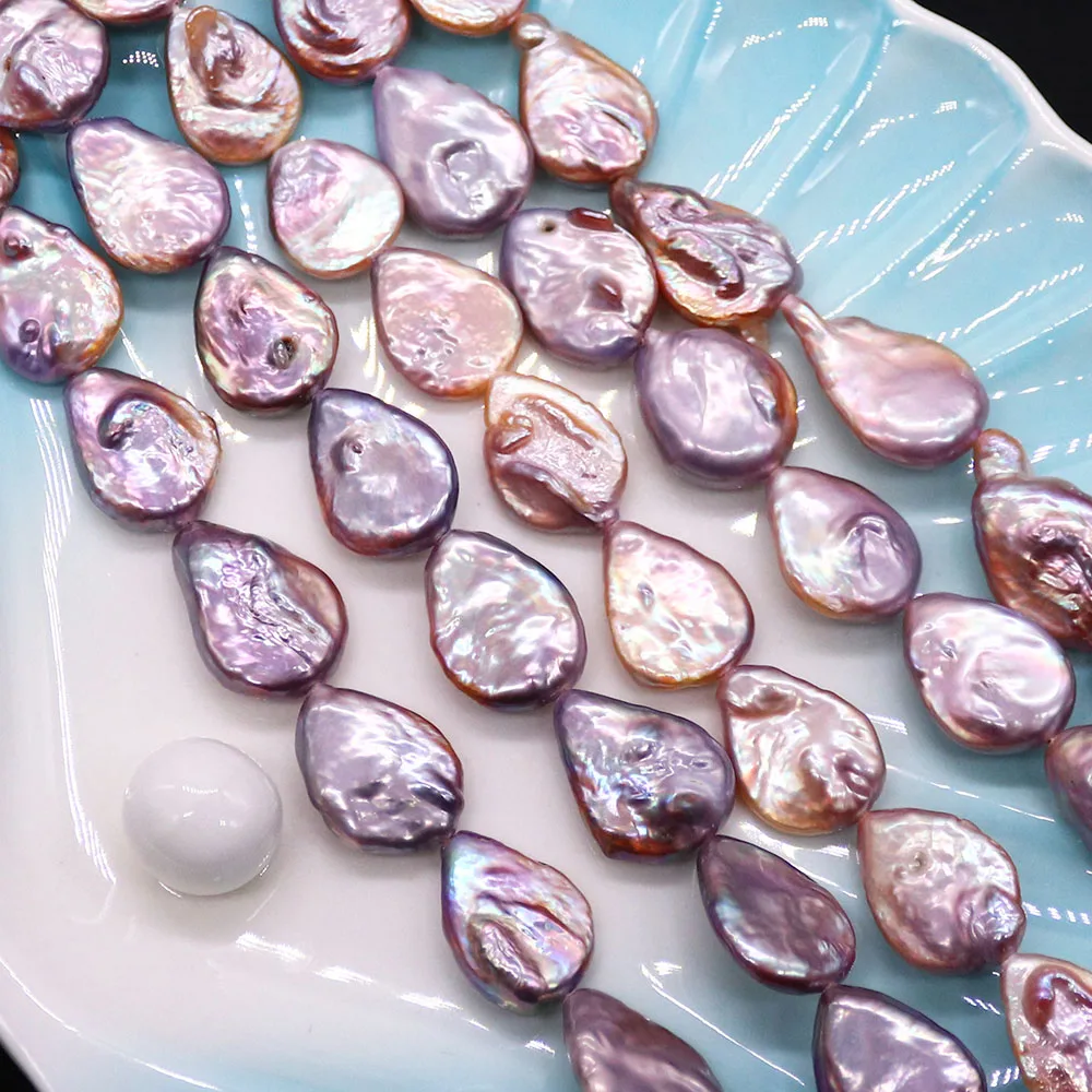 

14x19 мм бусины из натурального пресноводного жемчуга в форме капли, фиолетовый жемчуг в стиле барокко, ожерелье с прямыми отверстиями, браслет, компоненты ювелирных изделий