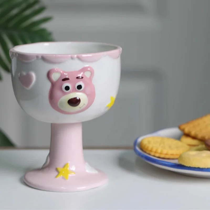 Disney Anime Toy Story Lotso Action Figure Toys Ceramicice Cream Cup Cute Lotso Bear Dessert Cup Birthday Gifts For Children