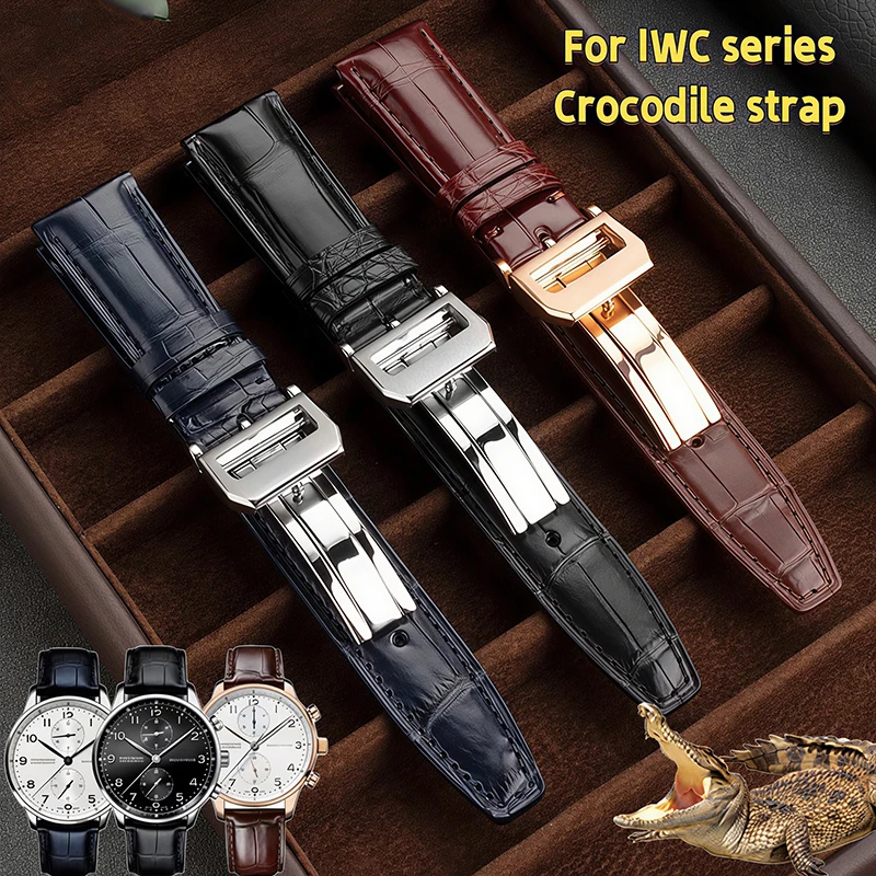 cinturino-in-pelle-di-coccodrillo-da-20mm-21mm-22mm-per-orologi-iwc-pilot's-strap-portuguese-7-portofino-con-fibbia-pieghevole-in-metallo-da-uomo