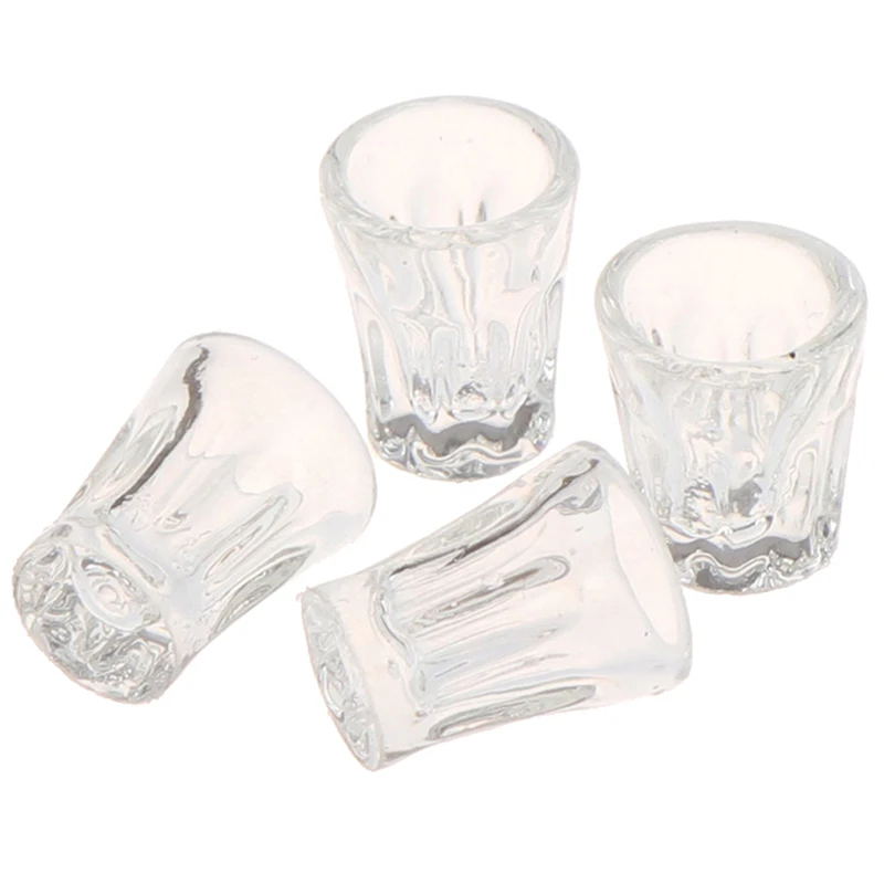 4Pcs 1/12 미니 수지 투명 컵 시뮬레이션 가구 모델 인형 집 미니어처 액세서리 인형 집 장식