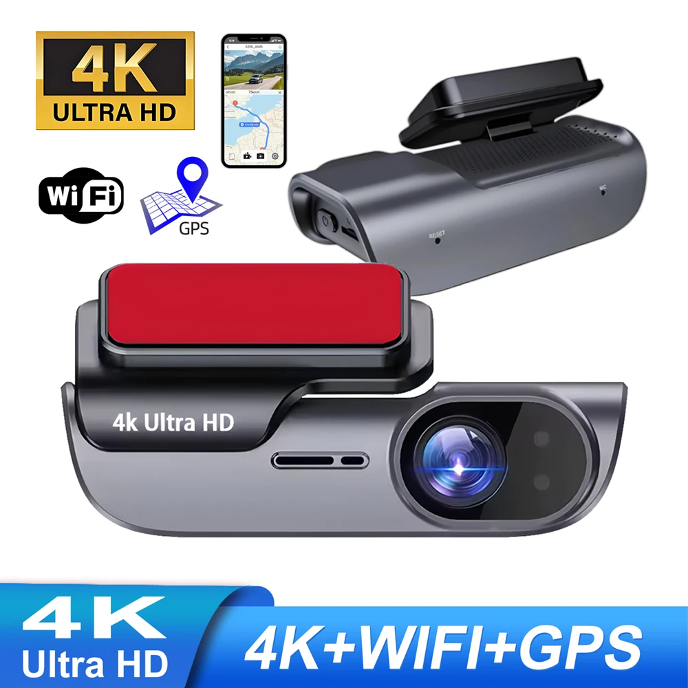 4K UHD Car Dash Camera DVR Night Vision Video Recorder with GPS Wi-Fi 24H Parking Monitoring Support for Vehicle Safety