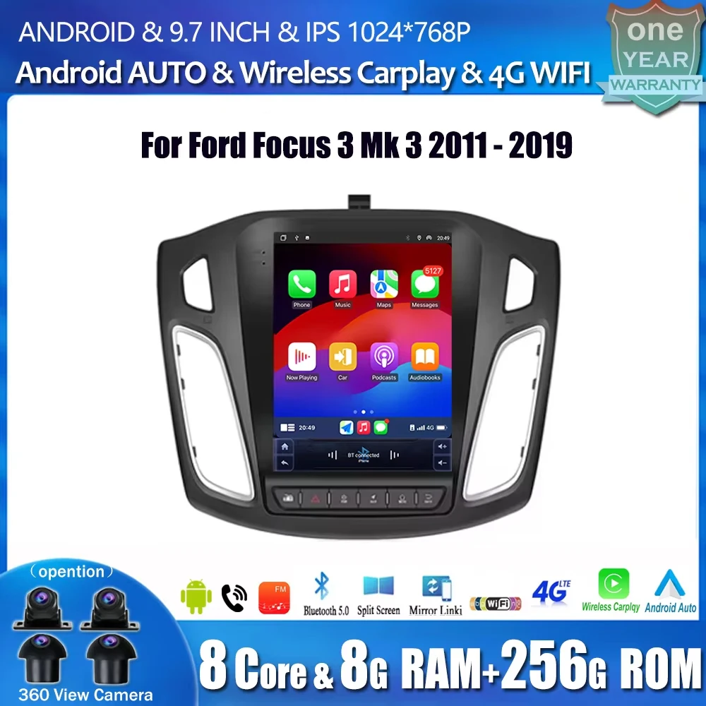 

9.7 Inch For Ford Focus 3 Mk 3 2011 - 2019 Carplay GPS Navigation Stereo Multimedia Android Auto Player 4G Wifi Screen No 2din