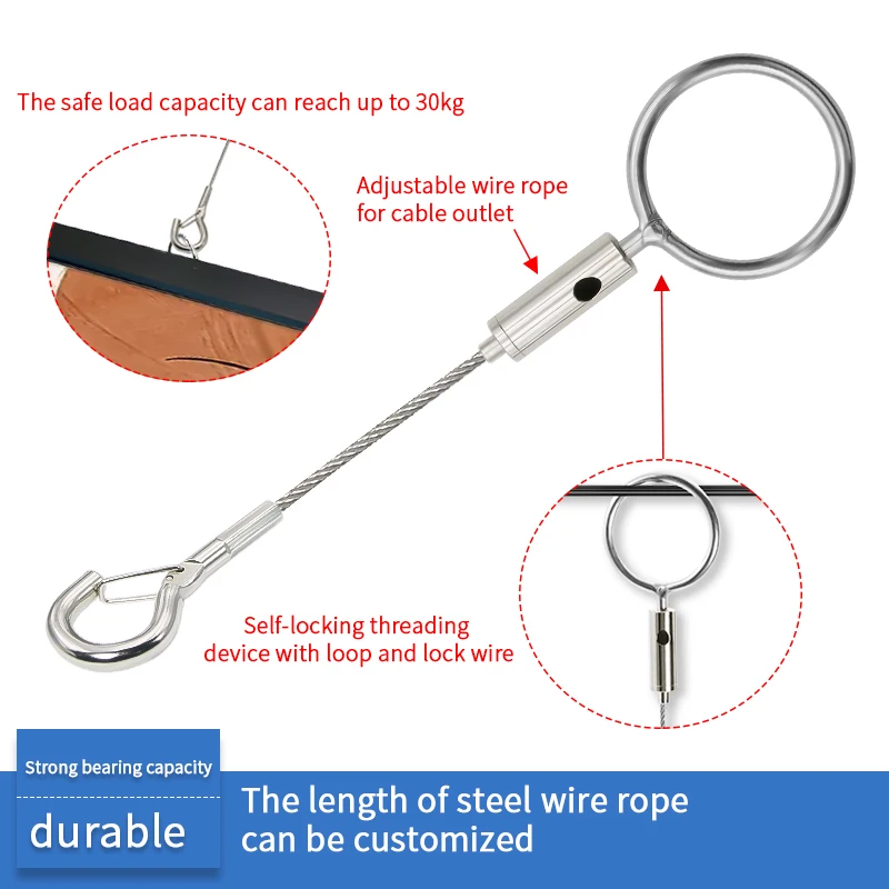 Picture 6: 2mm stainless steel safety rope, 304 stainless steel hanging rope for gallery display, used to hang picture frames