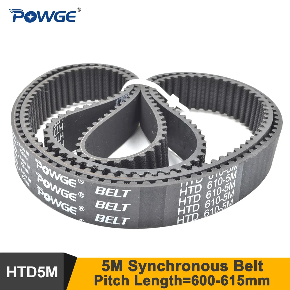 

POWGE 600 605 610 615 5M Synchronous Belt Teeth=120/121/122/123 W=15/20/25mm Closed-Loop HTD 5M Timing Belt Pulley 600-5M 615-5M