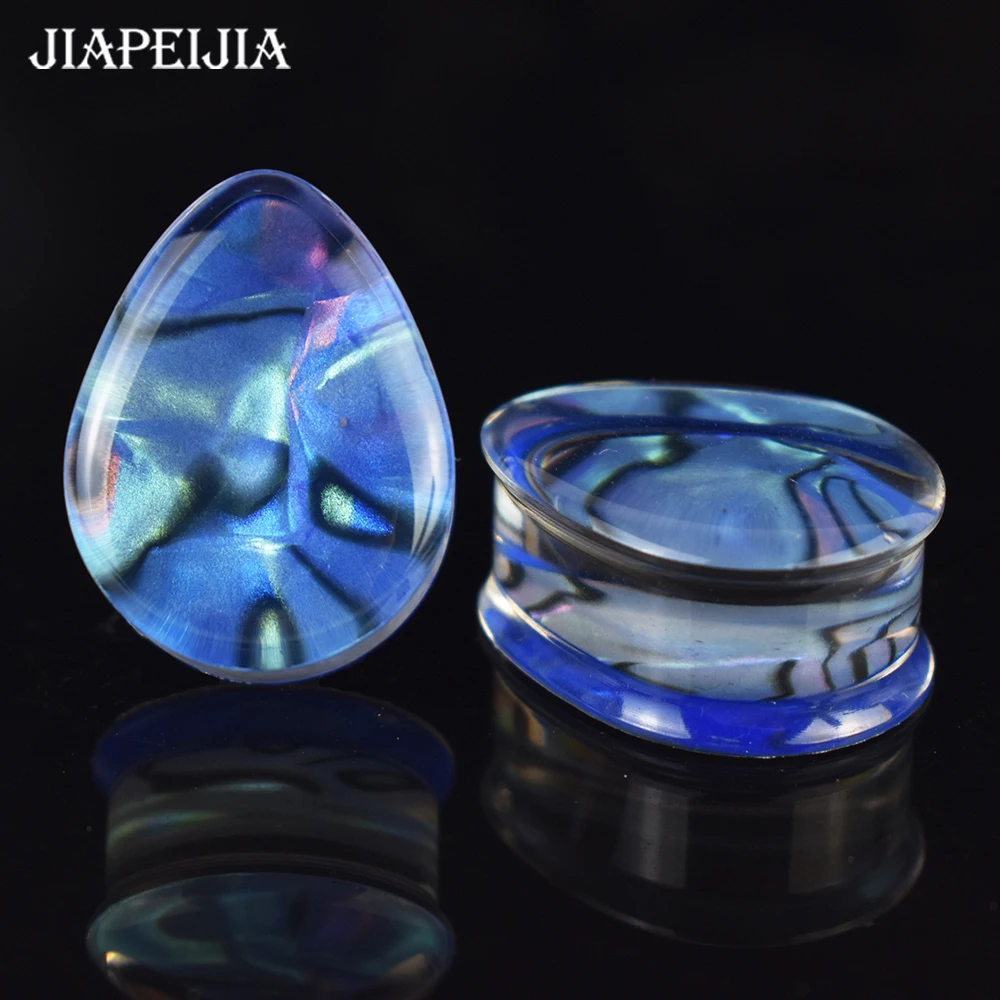 Dilatadores de oreja para hombre y mujer, 2 piezas, 8-50mm, Multicolor, gota de desgarro, dilatadores, ensanchador de oreja, doble enchufe acampanado, joyería corporal