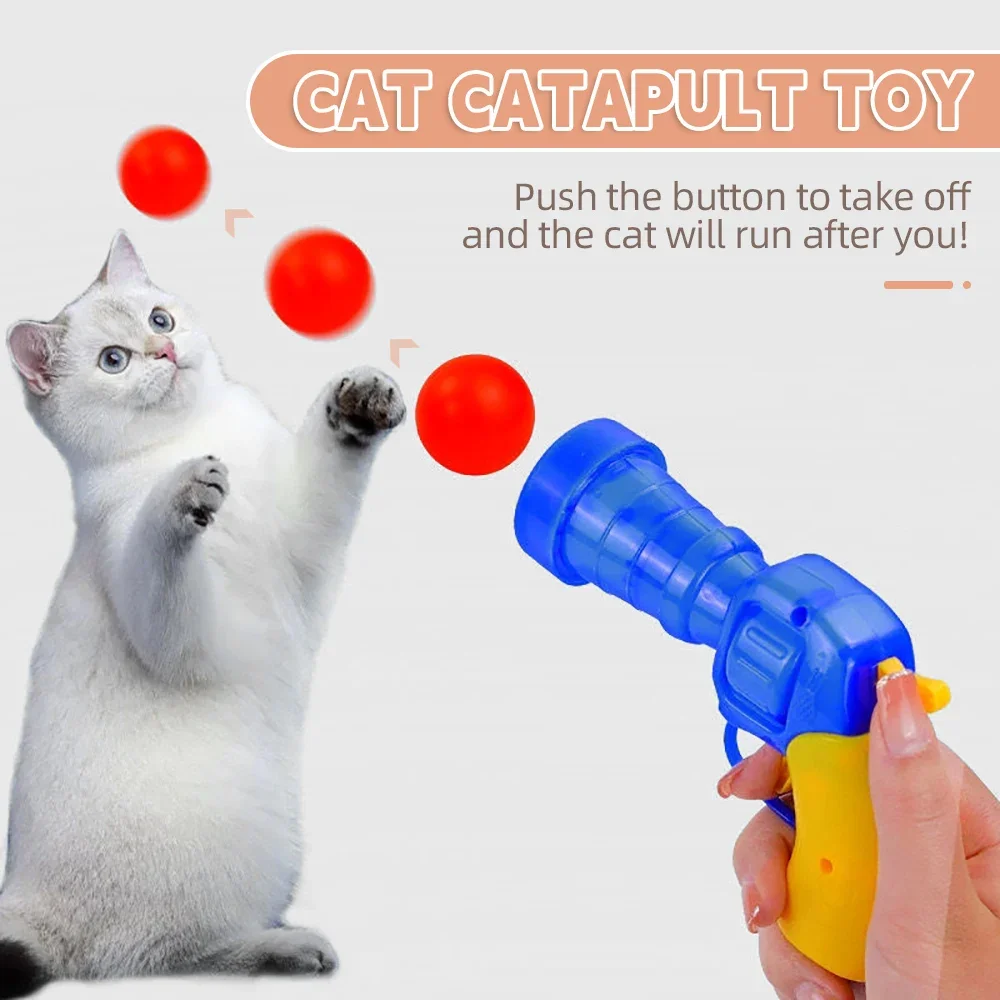 Interactive Launch Training Cat Toys with Stretch Plush Ball Creative Kittens Pompoms Games Teasing Cat Supplies Pet Accessories